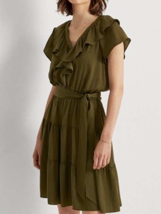 Lauren Ralph Lauren Dresses & Skirts - Lauren Ralph Lauren Black Label Satin Ruffle Tiered Dress